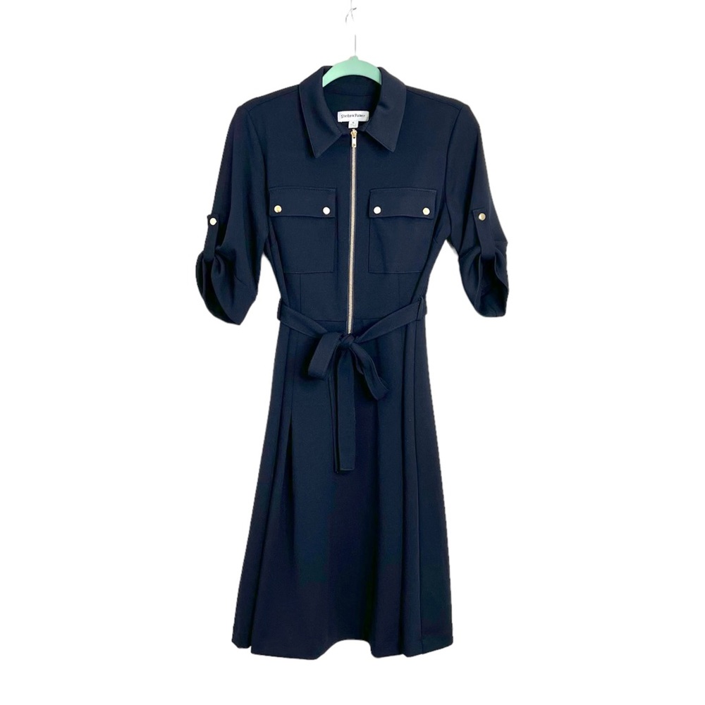 Shelby & Palmer Navy Blue dress with zipper and button details Size 6